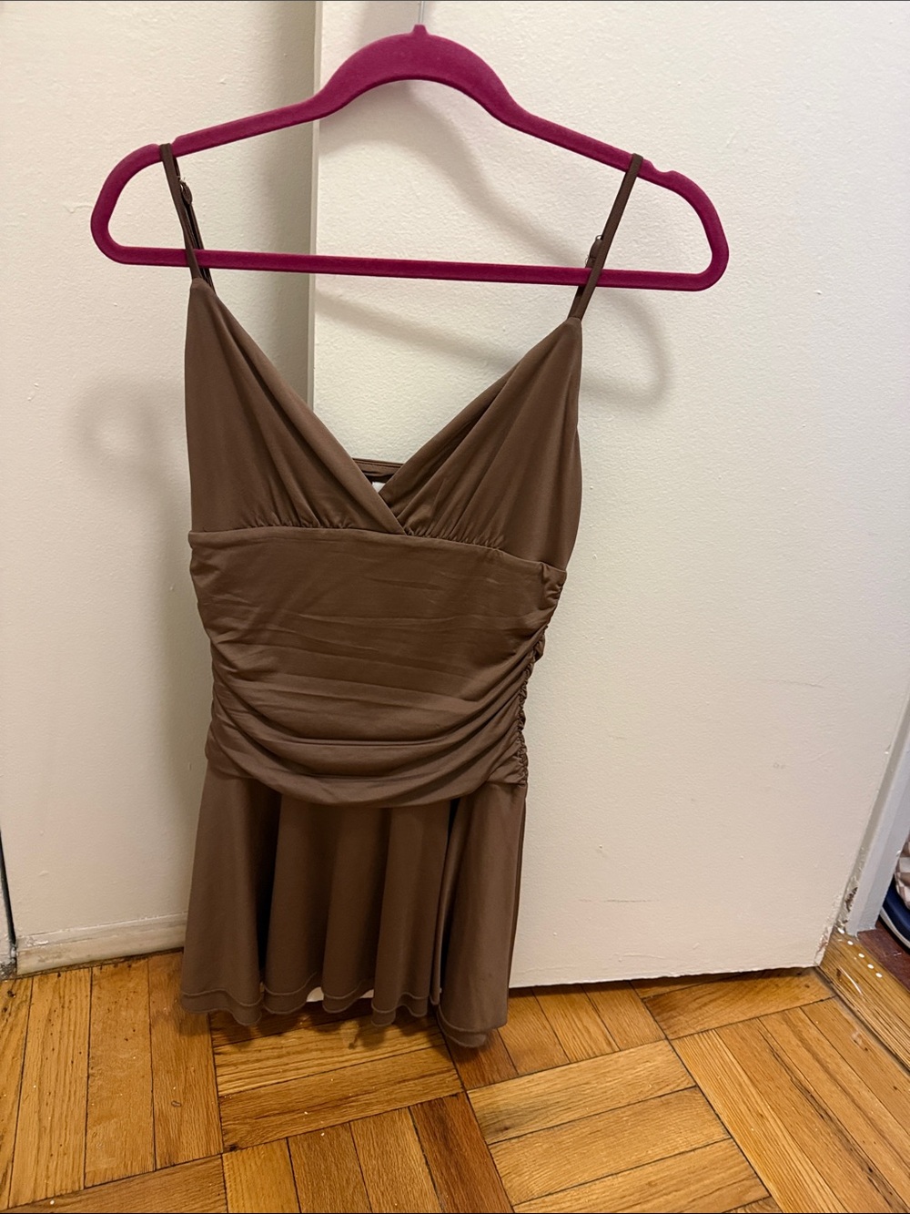 Princess Polly Brown Ruched V-Neck Slip Dress